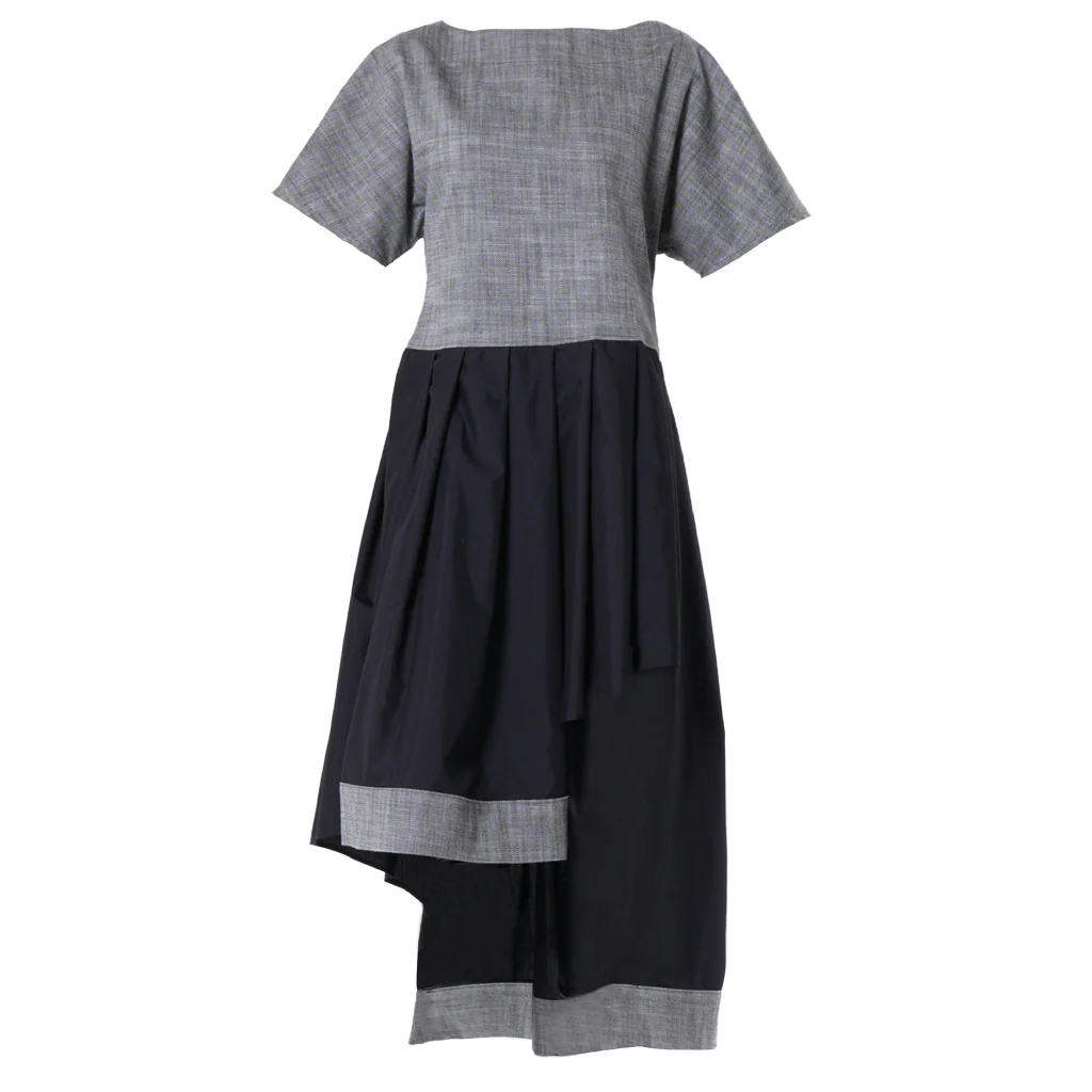 Two-Toned Asymmetrical Denim Tunic Dress