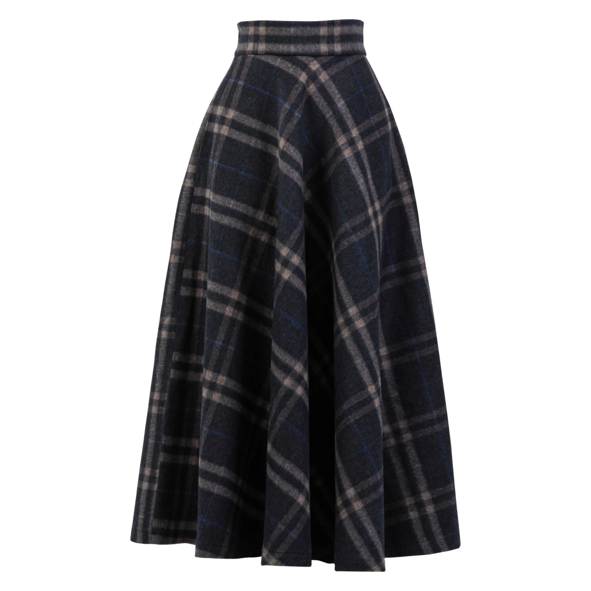 Magnolia Plaid High Waist Wool Skirt
