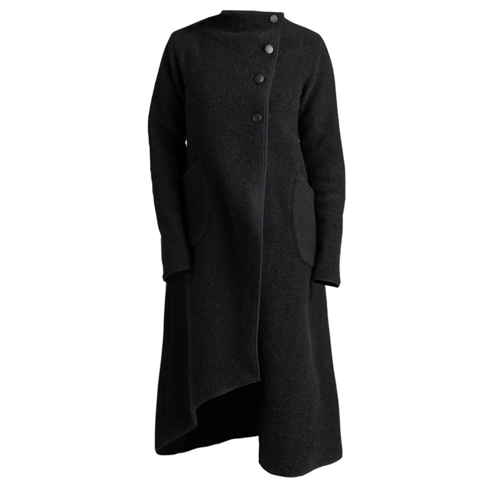 Zinnia Black Boiled Wool Cardigan