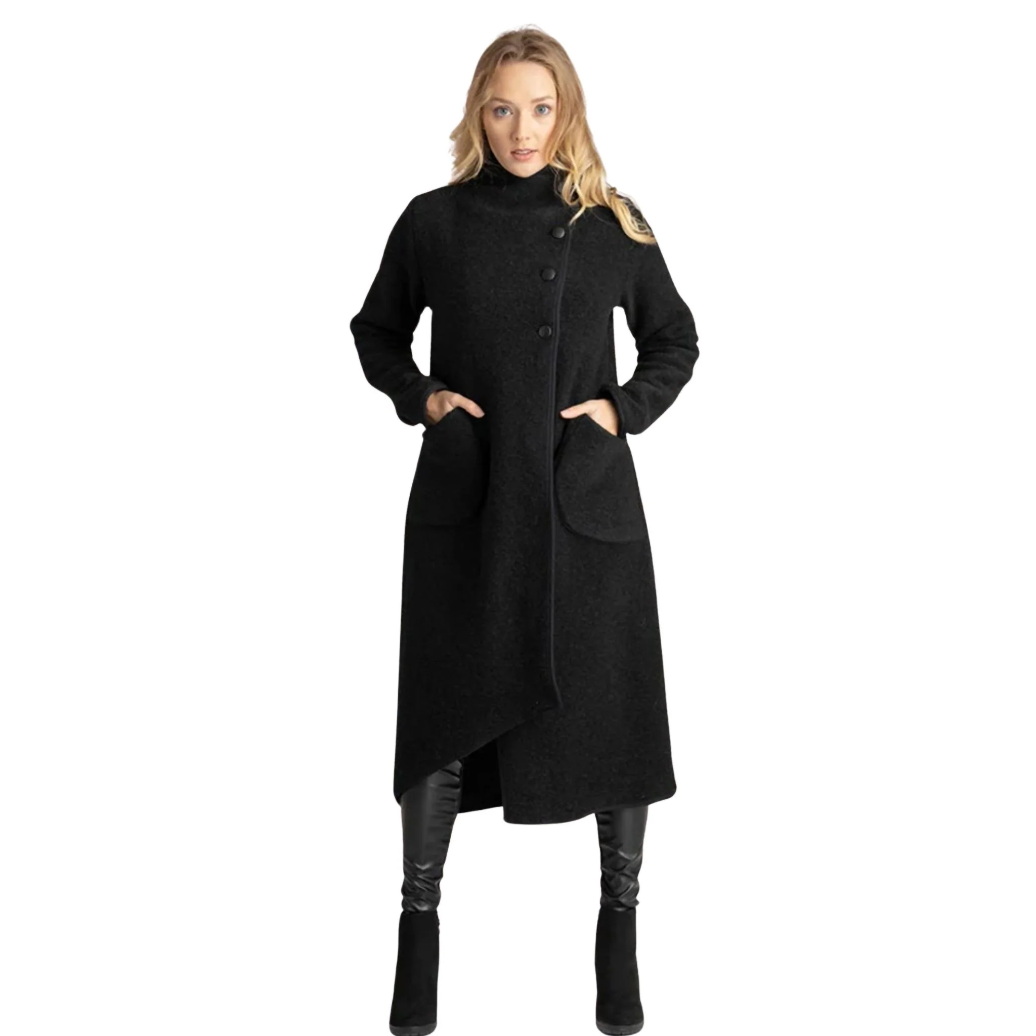 Zinnia Black Boiled Wool Cardigan - Image 3