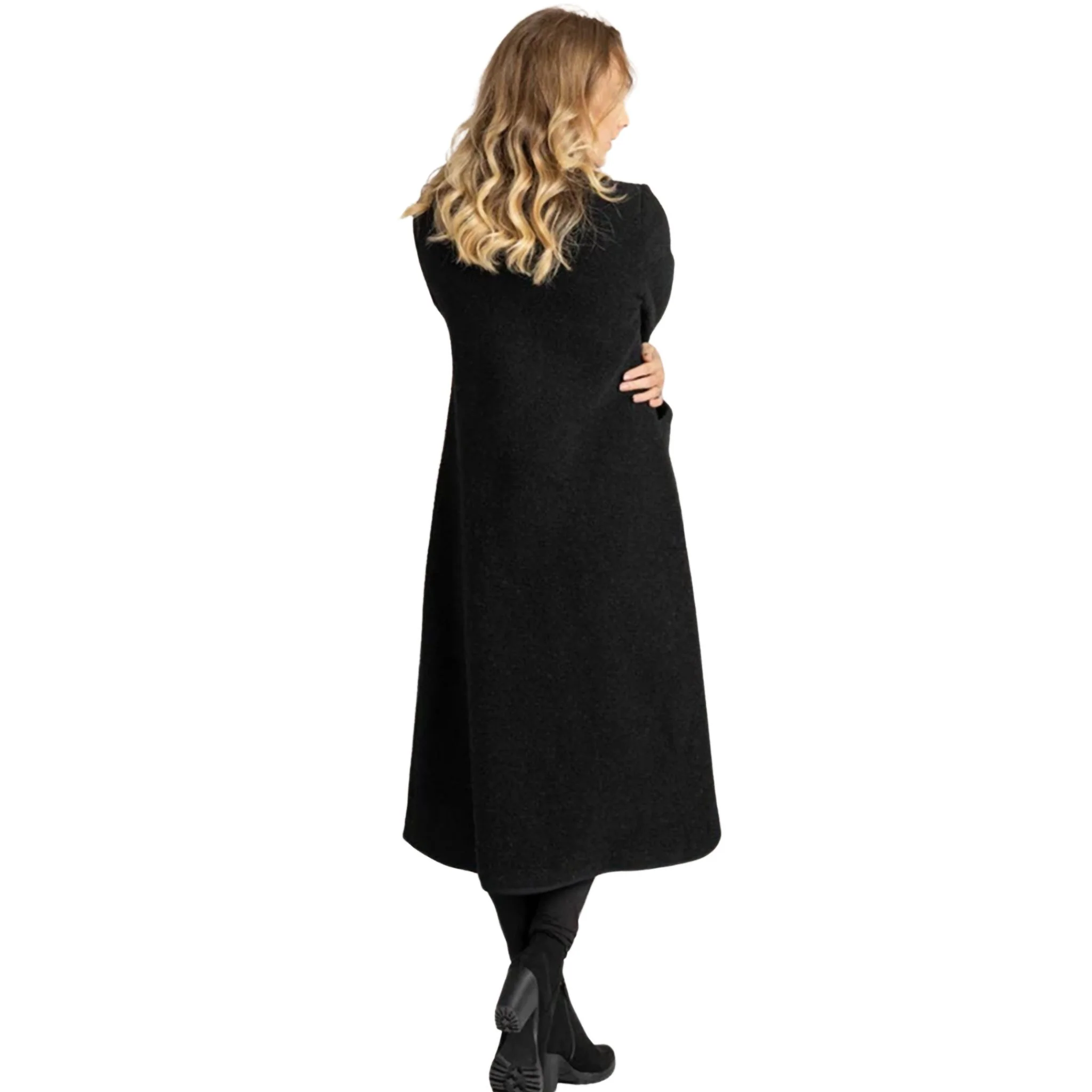 Zinnia Black Boiled Wool Cardigan - Image 4