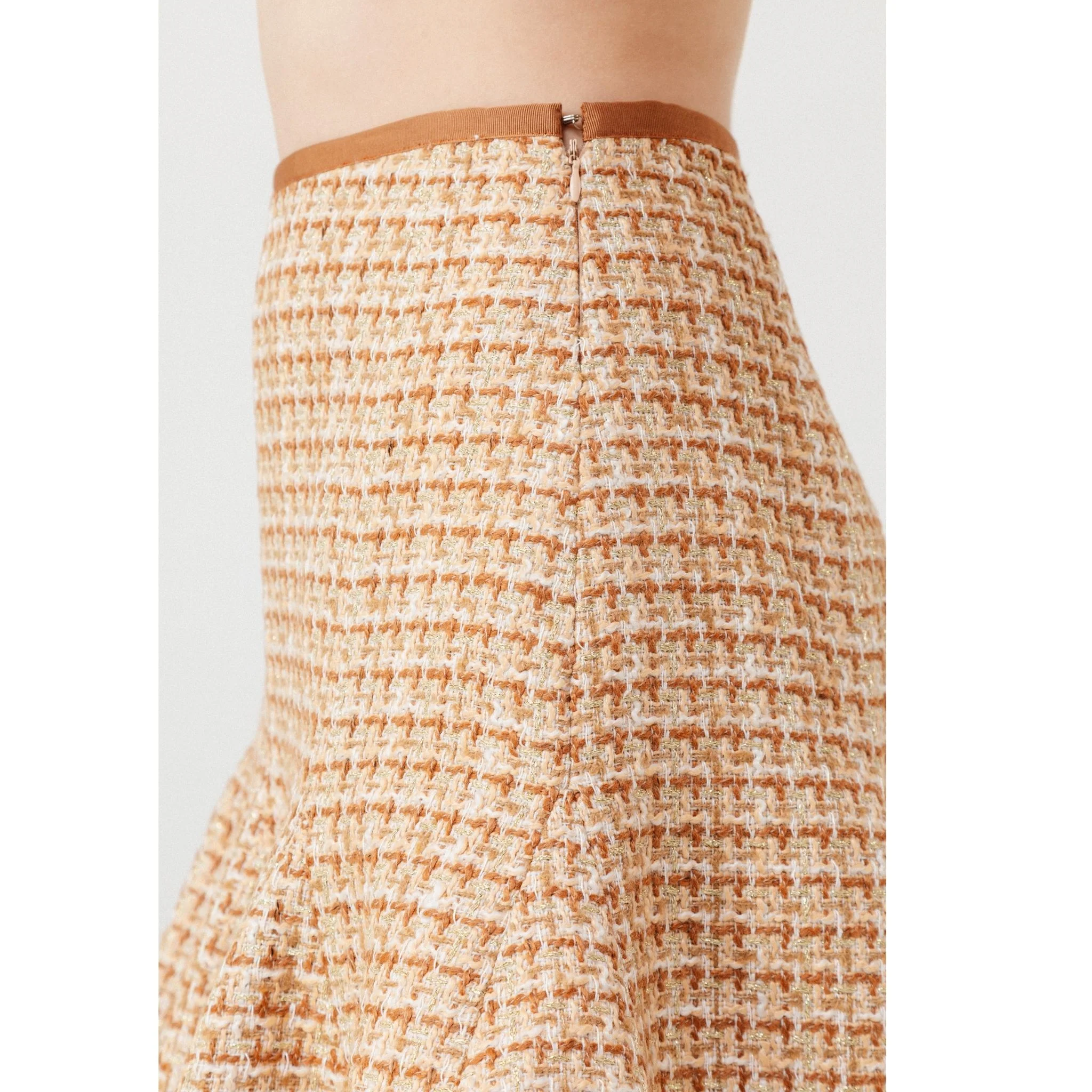 Lune Dorée Flared Mini Skirt in Beige - Image 6