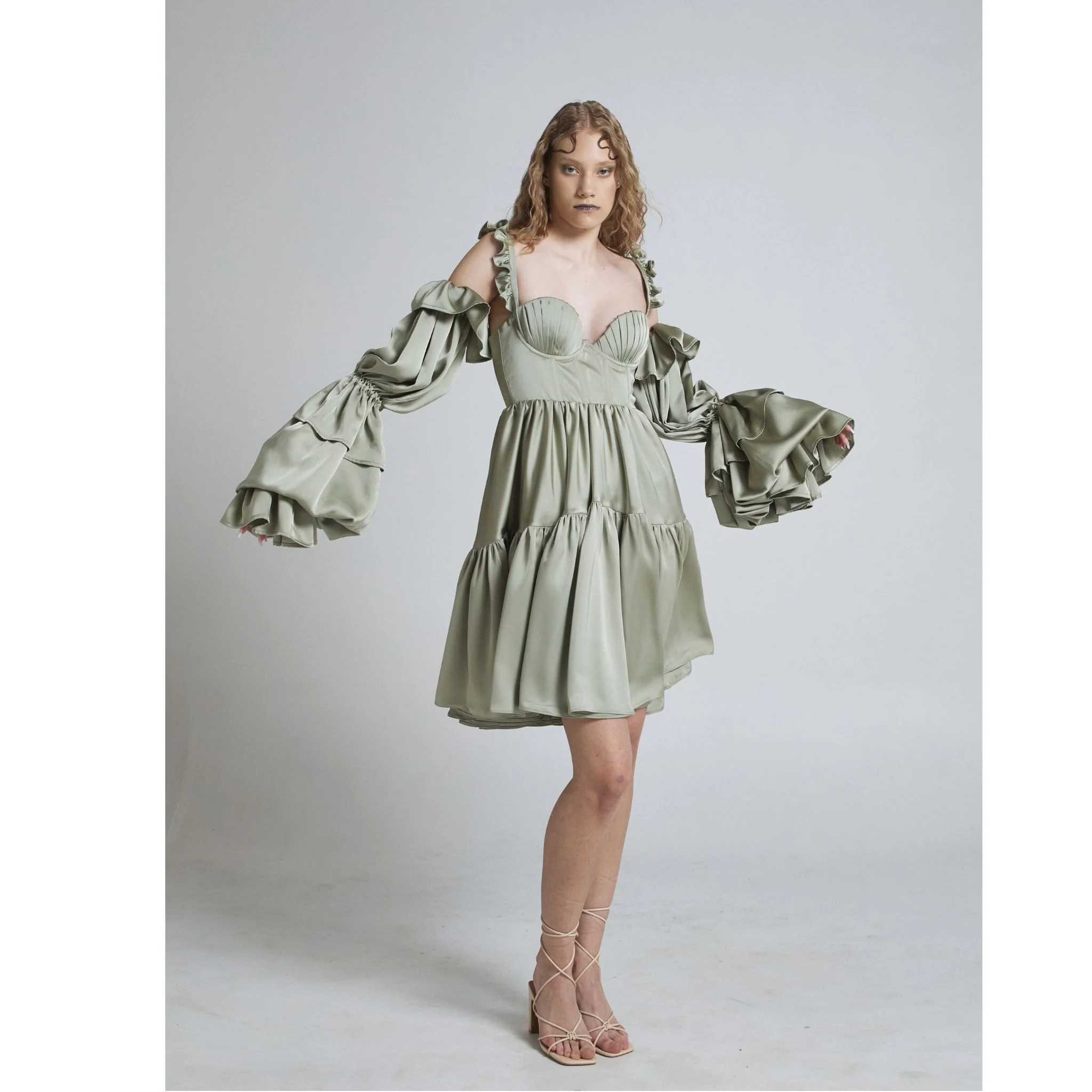 Nordic Shell 2in1 Dress in Sage Green - Image 2