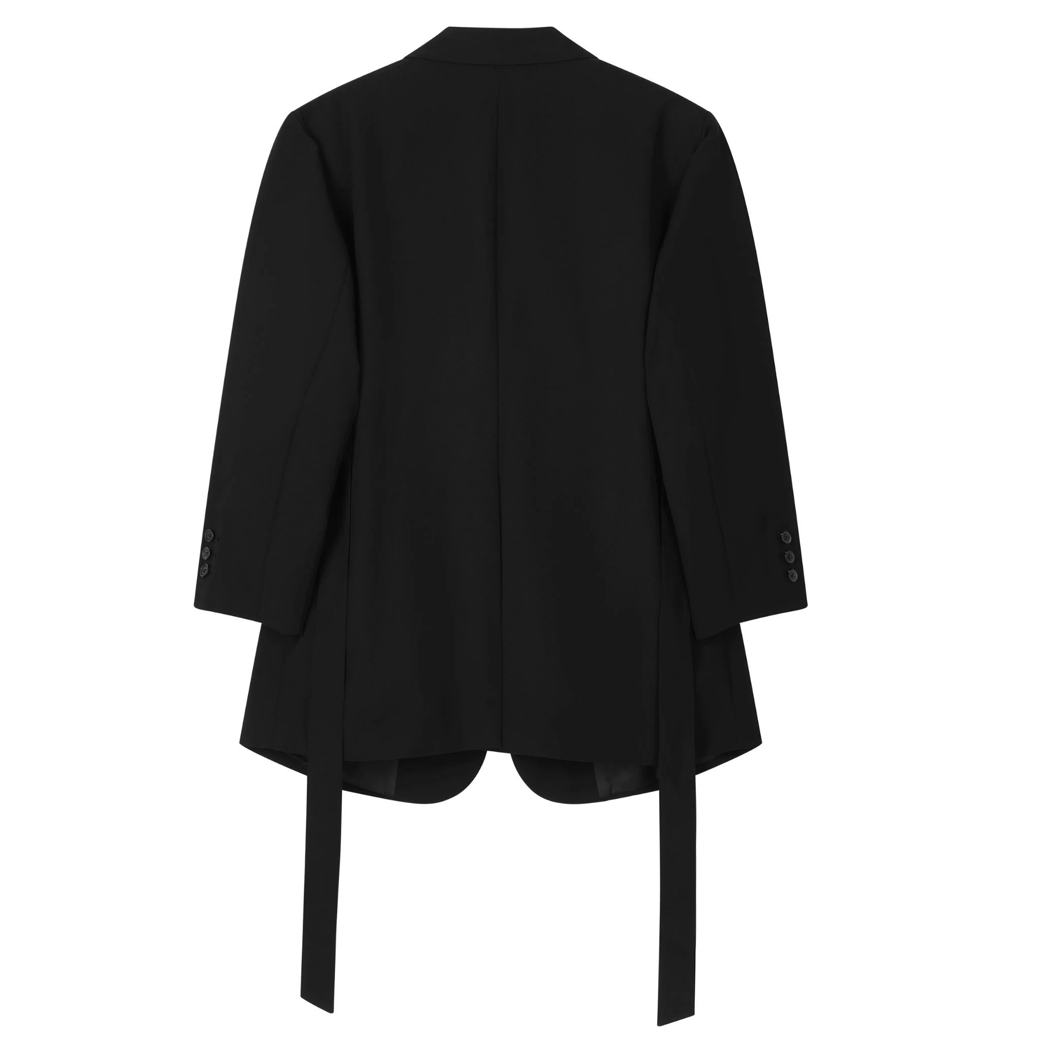 Noir Cuff Blazer with Folded Sleeve Detail and Waist Strap - Image 13