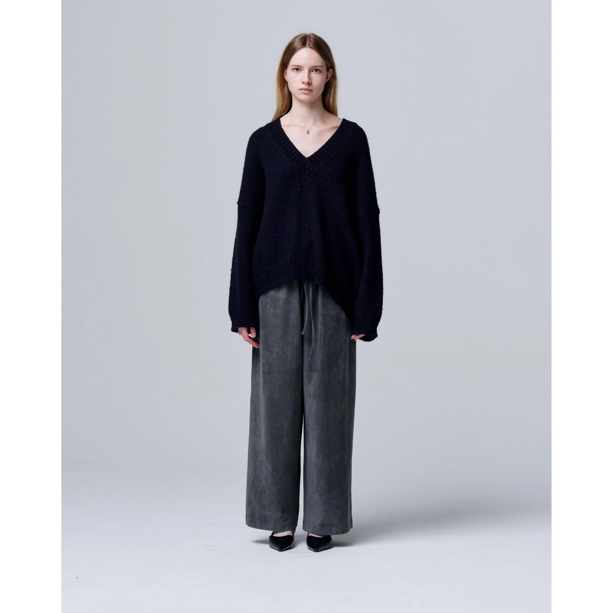 Velour Suede Pants with Elastic Waistband - Image 3