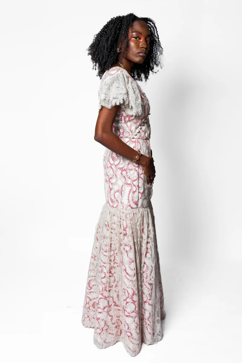 High-Waist Lace Skirt with Flared Hem - Image 4