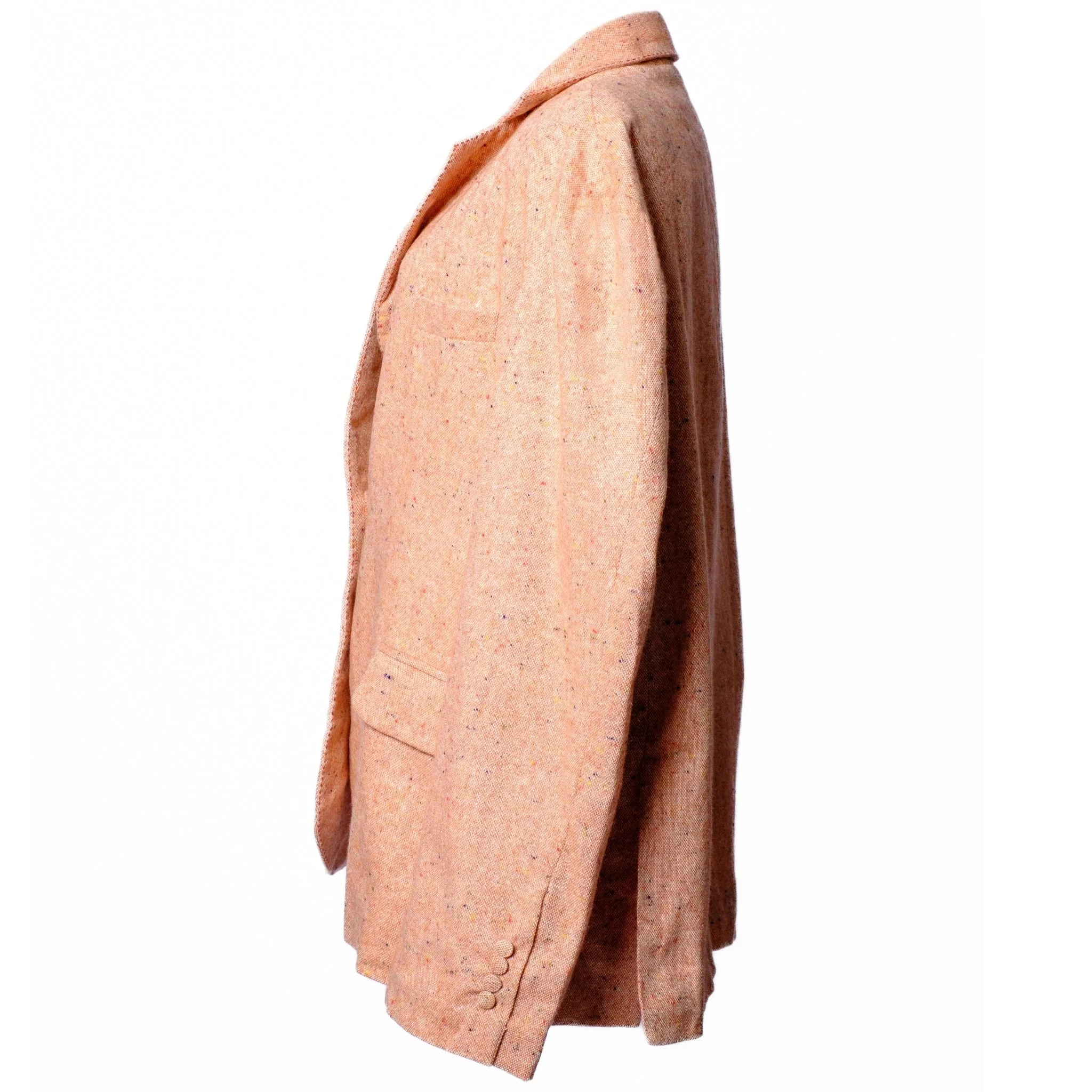 Peach Wool Straight-Cut Blazer with Embroidered Details - Image 3