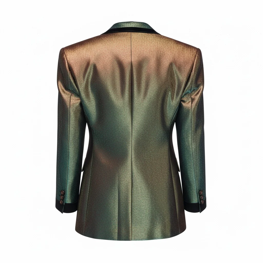 After Dark Iridescent Turquoise Double-Breasted Tux Blazer - Image 2