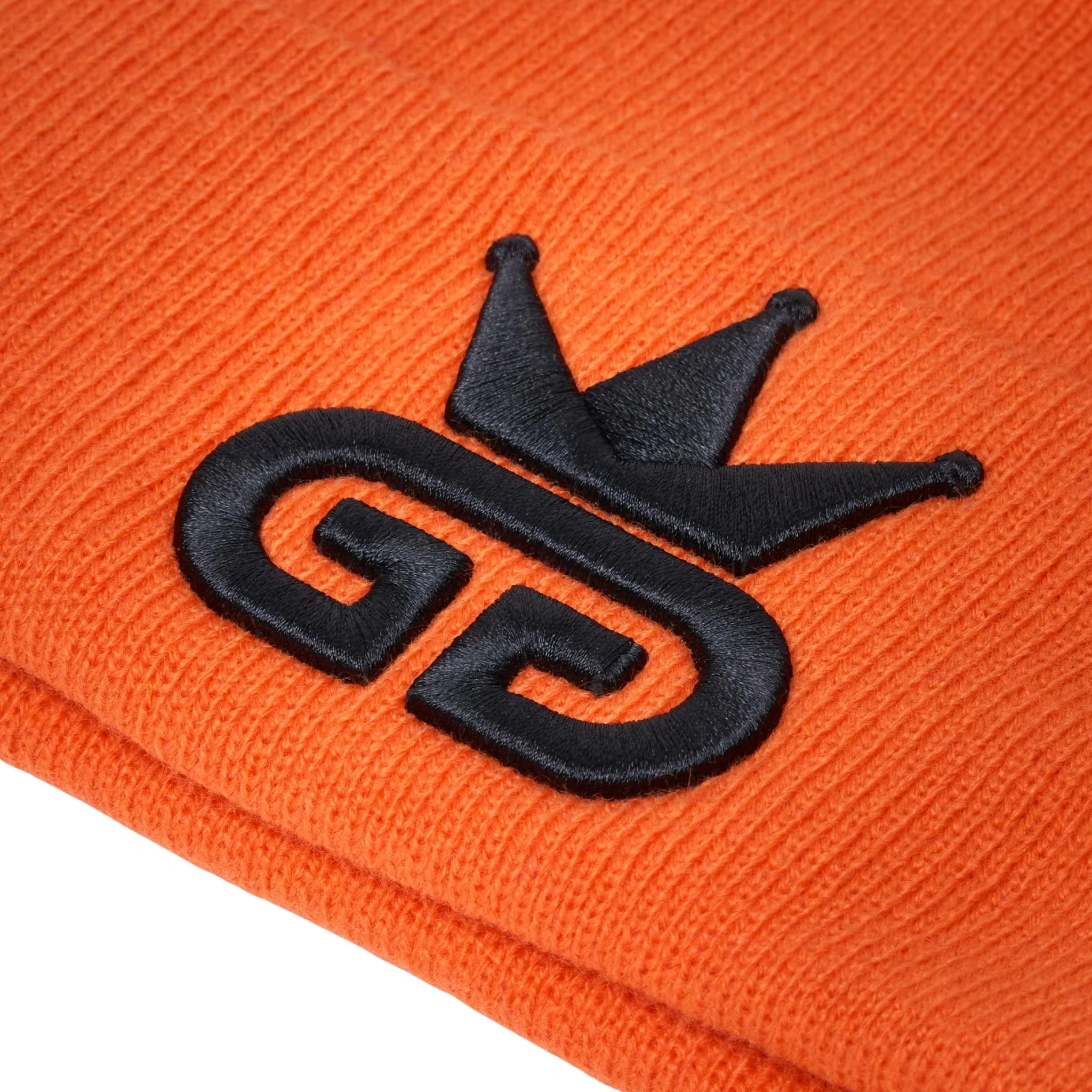 Orange Royal Beanie with Black Woven Logo - Image 2