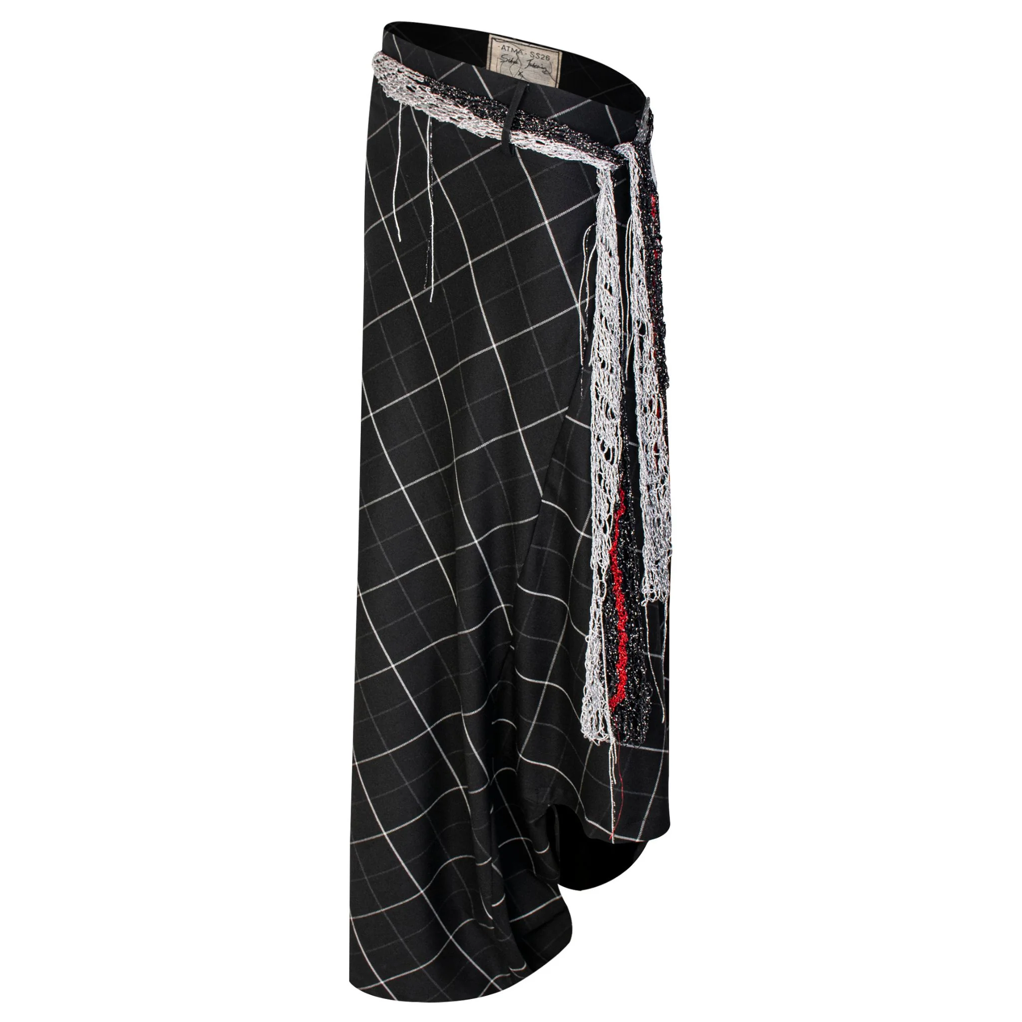 Woven Check Asymmetric Wrap Trousers