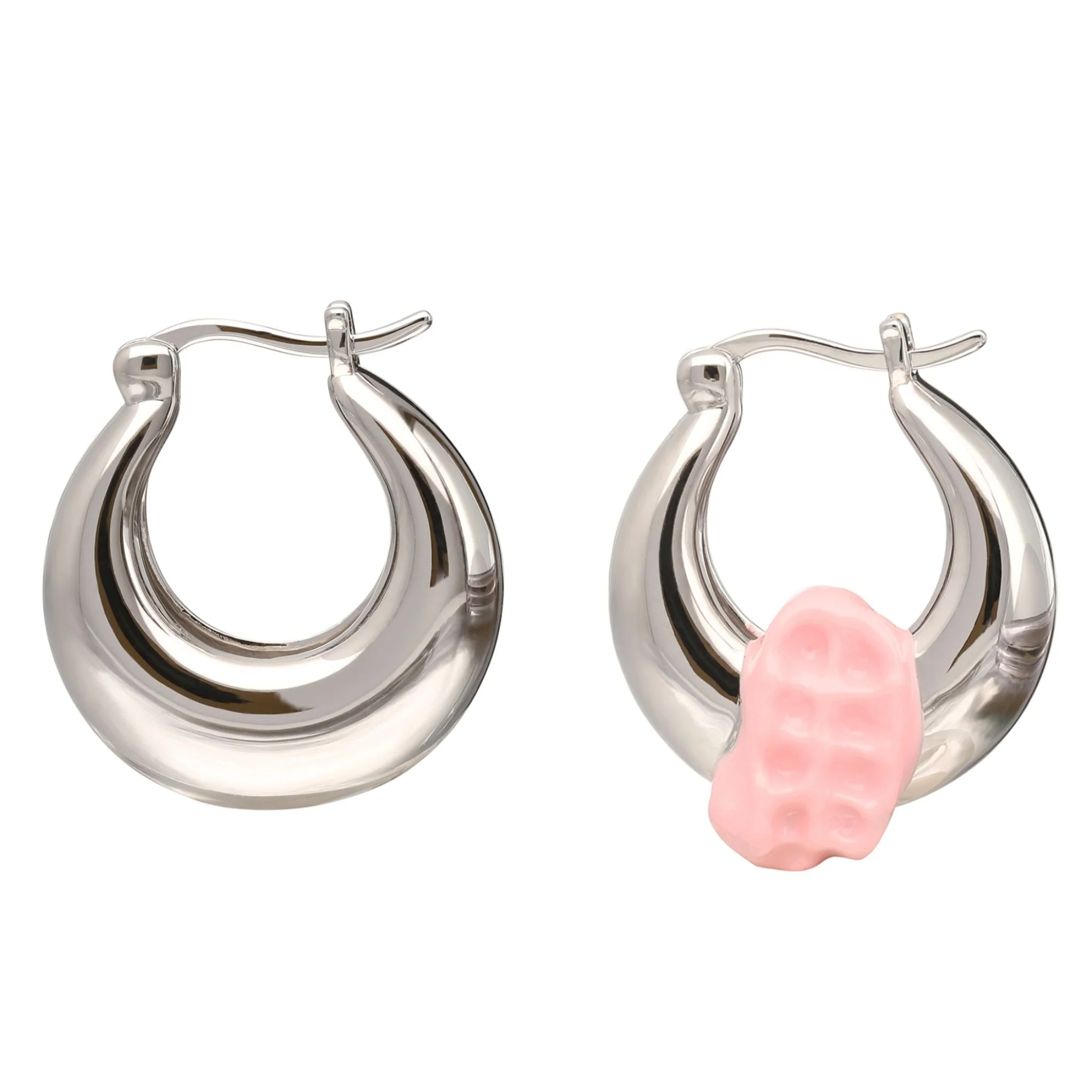 Pink Chewed Gum Hoop Poppy Earrings