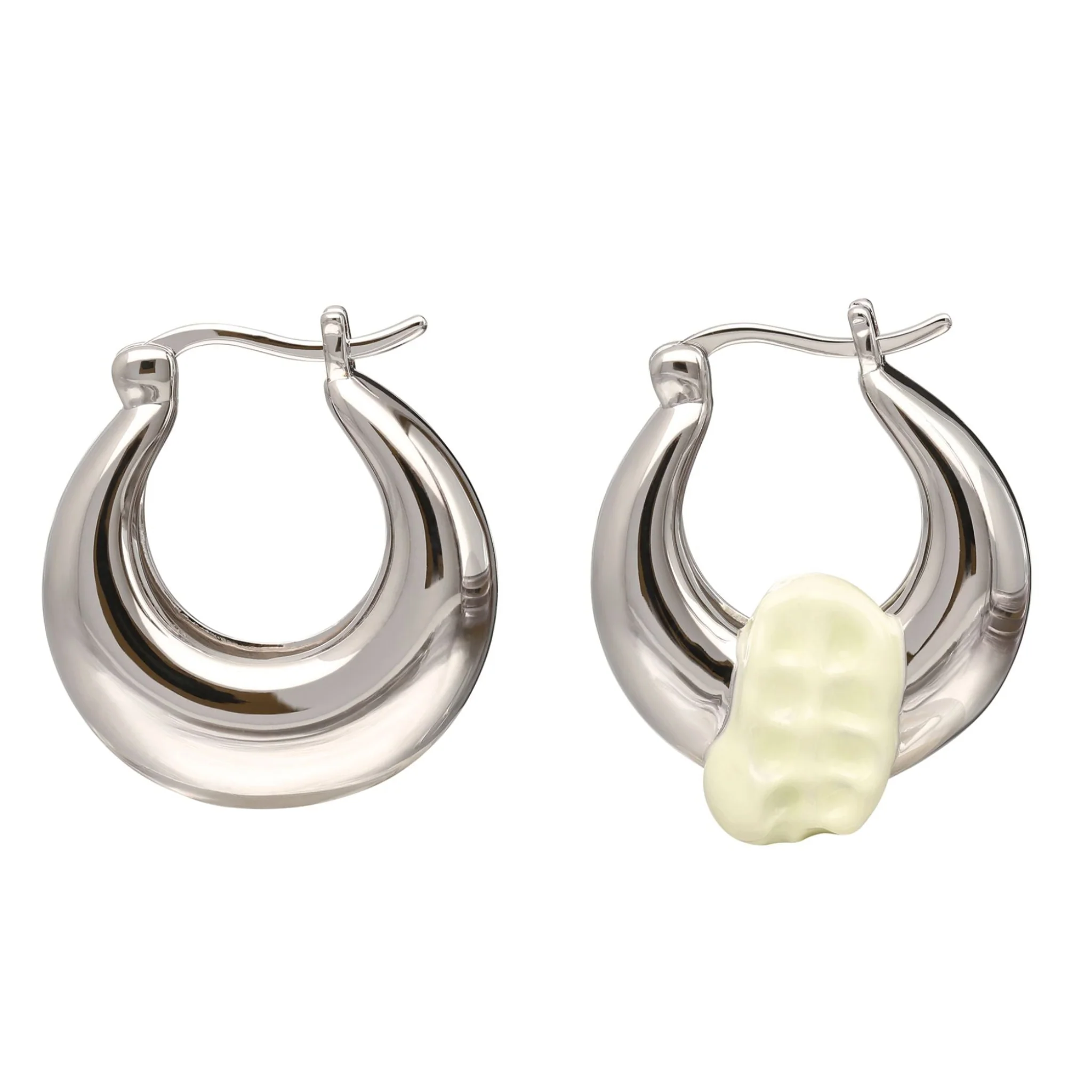 White Chewed Gum Hoop Poppy Earrings