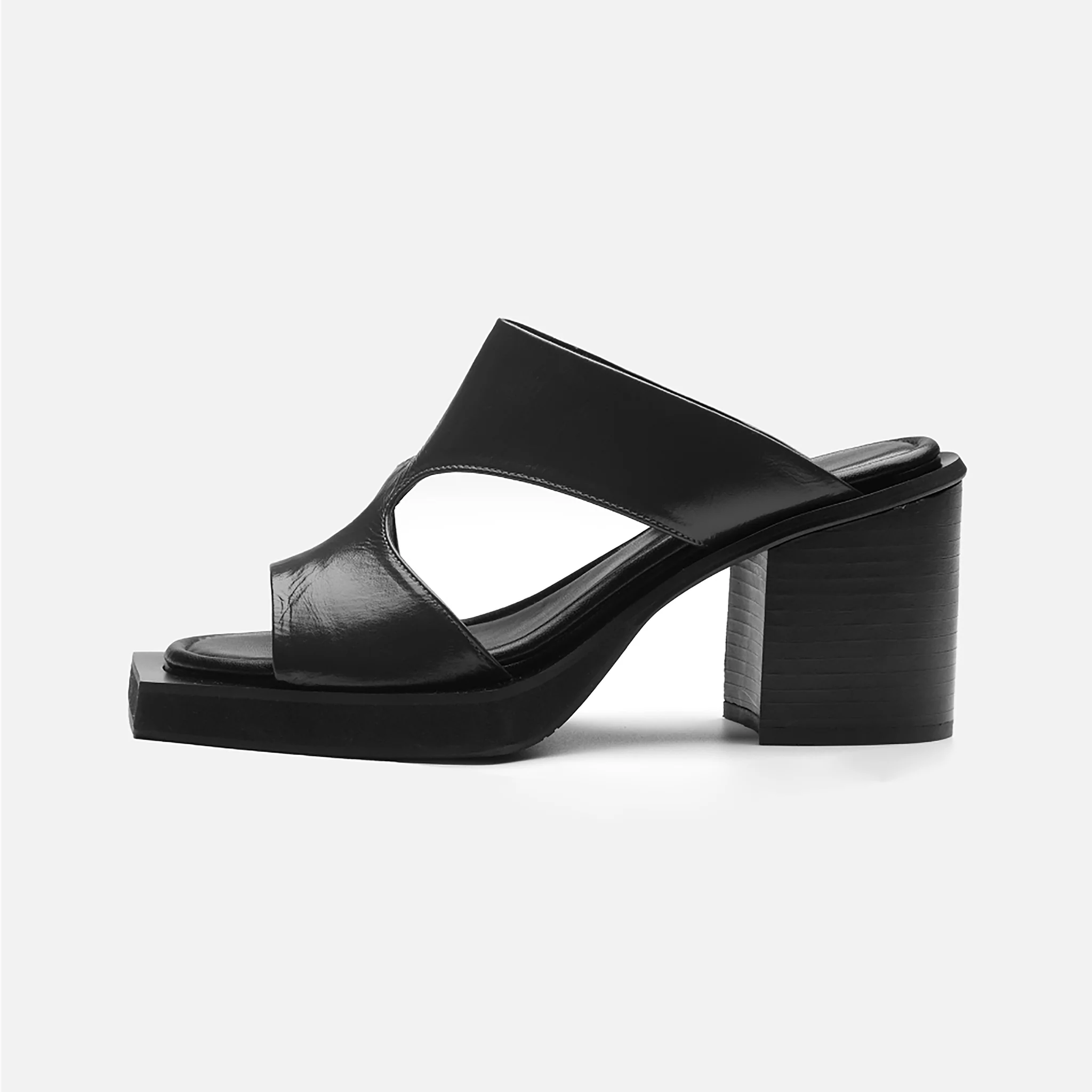 Black Block‑Heel Cutout
Leather Mules - Image 4