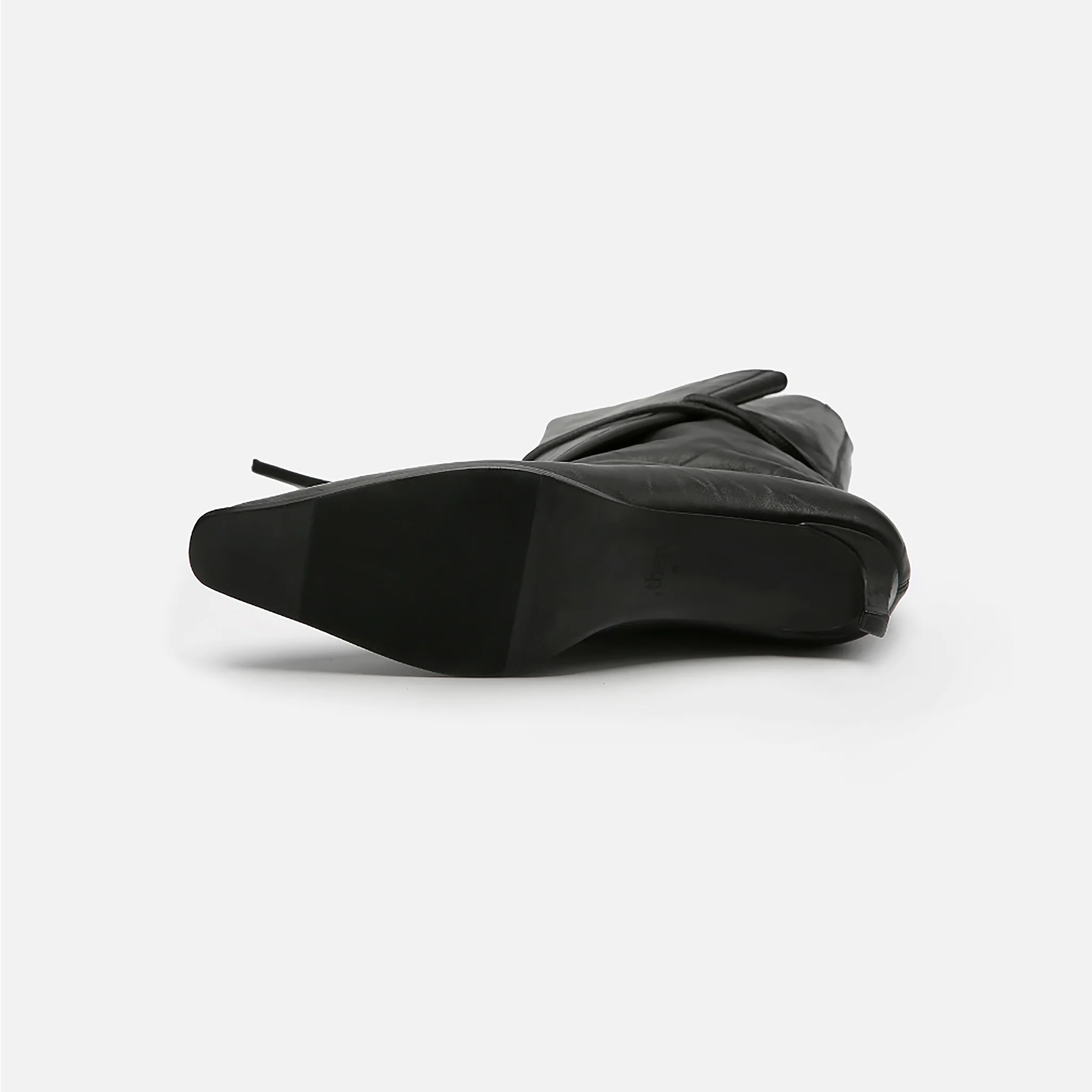 Black Folded-Top Leather Ankle
Boots with Wraparound Tie - Image 6