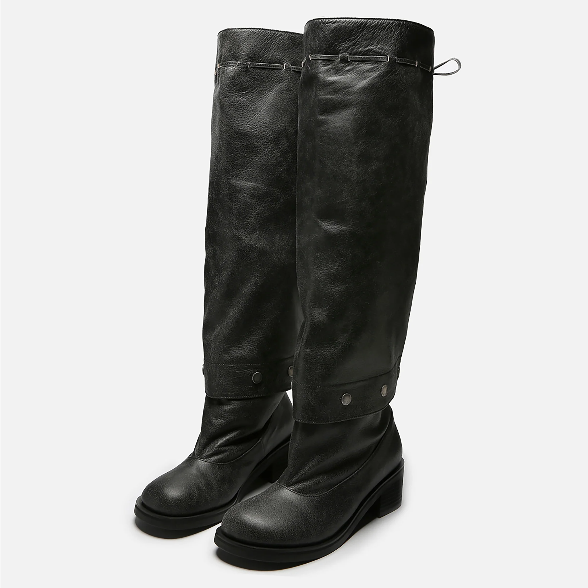 Grey Slouchy Convertible
Leather Boots - Image 2