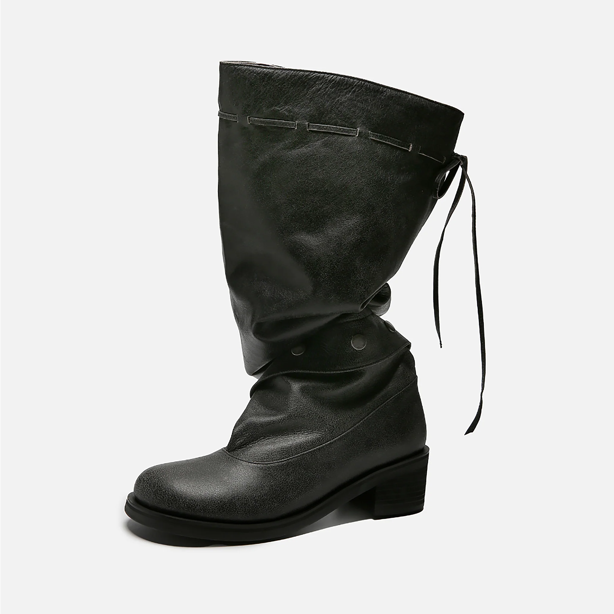 Grey Slouchy Convertible
Leather Boots - Image 3