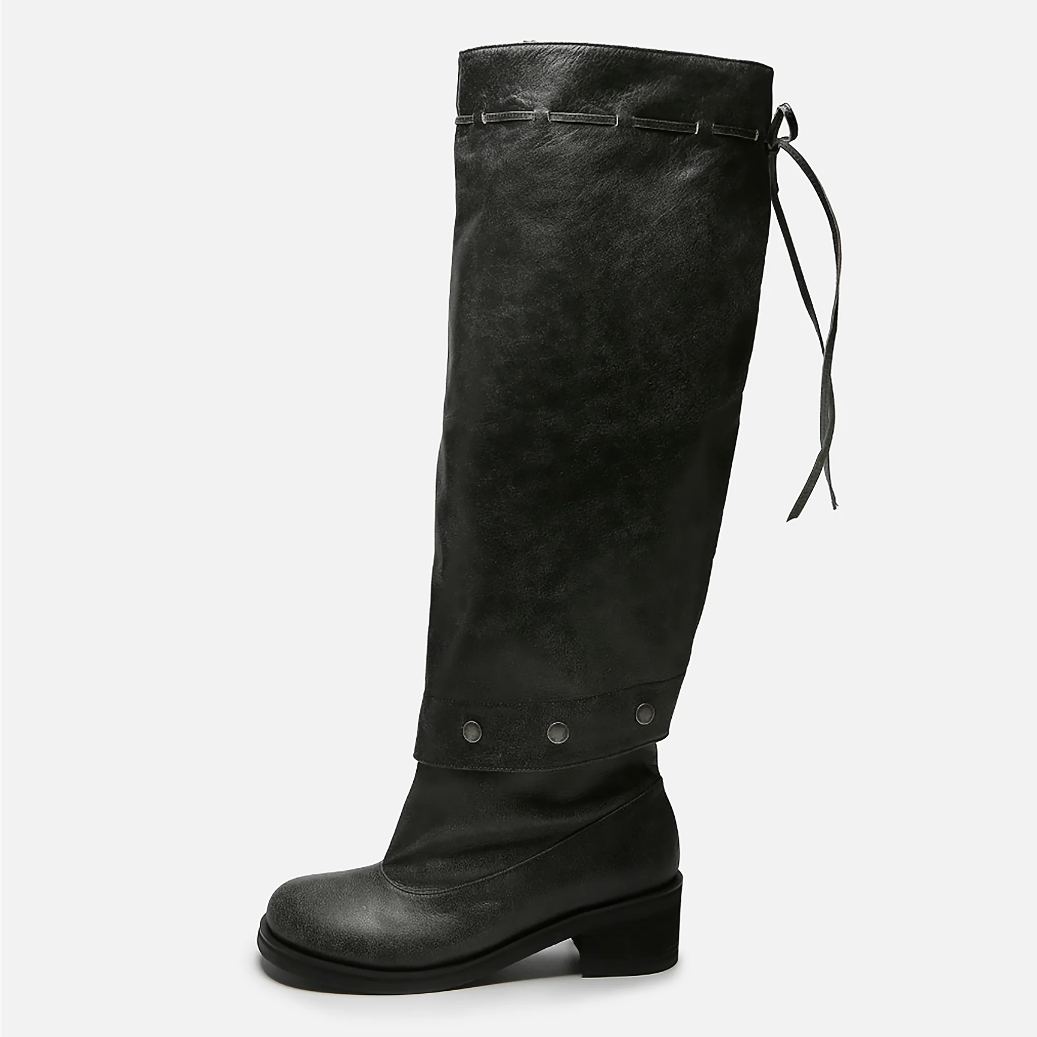 Grey Slouchy Convertible
Leather Boots - Image 5