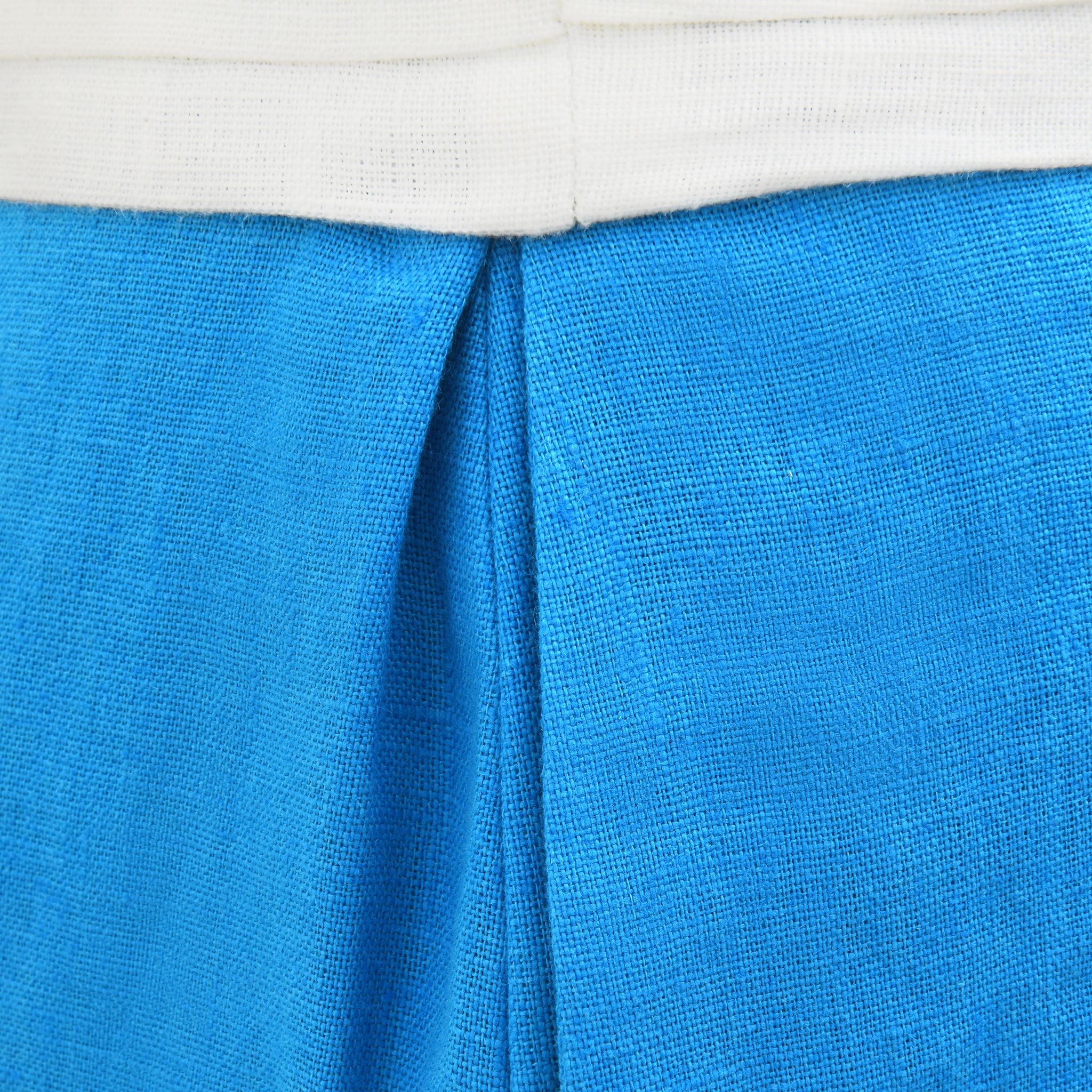 Turquoise Linen Bermuda Shorts with White Trim - Image 2