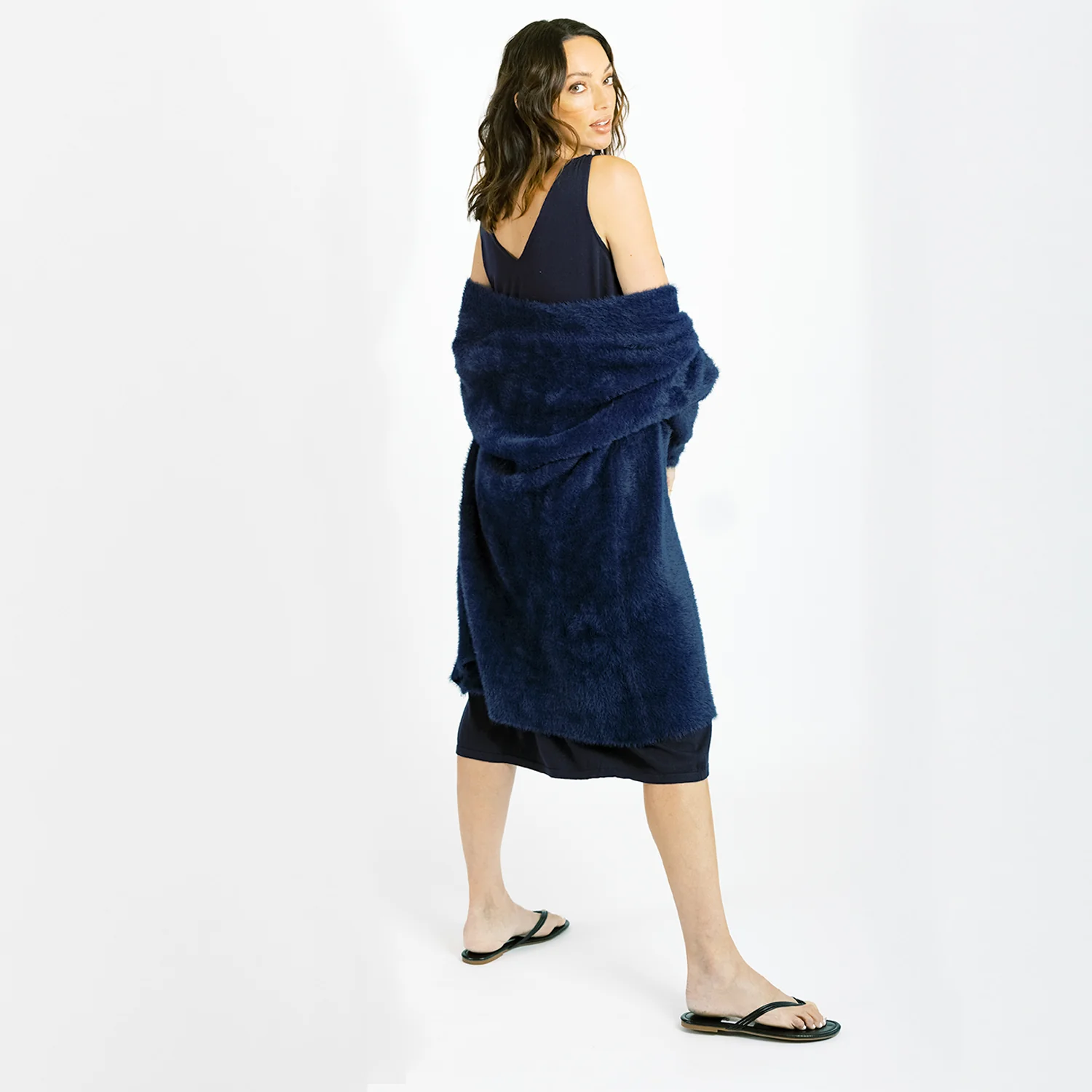 Cashmere Cotton House Dress | Navy - Image 3