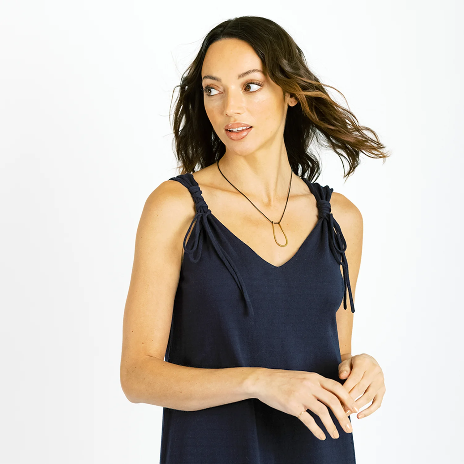 Cashmere Cotton House Dress | Navy - Image 4