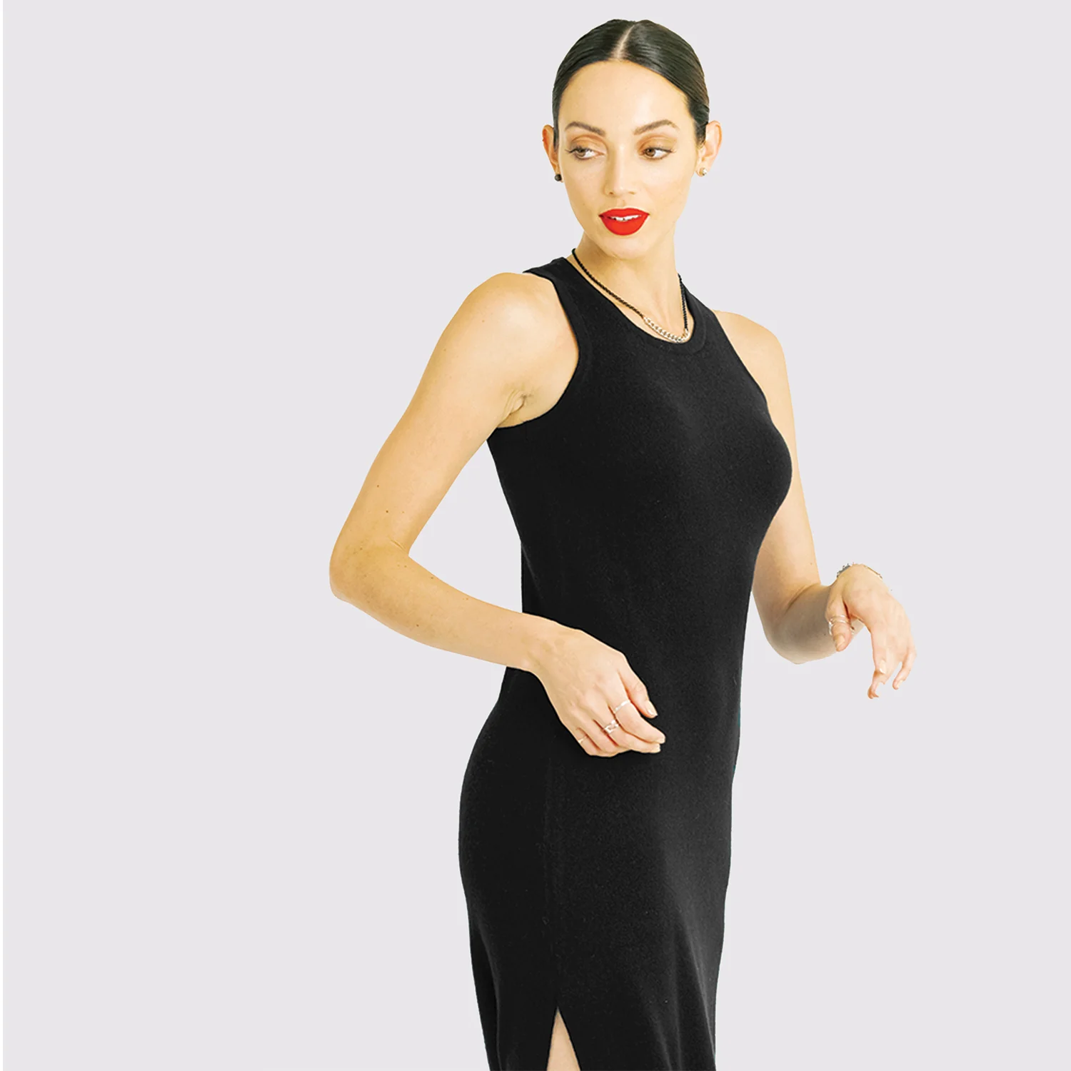 Cashmere Maxi Dress | Black - Image 5